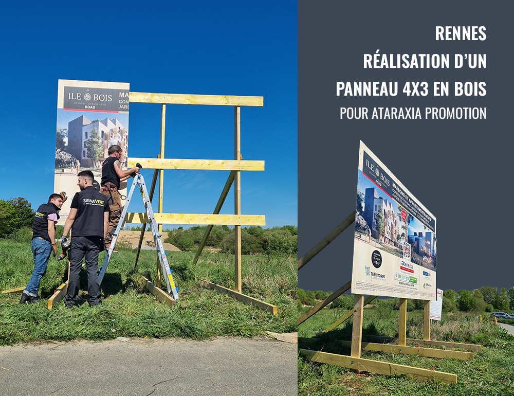 Rennes, réalisations d'un panneau 4x3 en bois